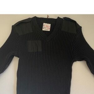 Brigade‎ Quartermasters Wool V Neck Sweater Black Size 40 Made in England